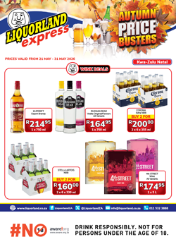 Liquorland Express is proud to bring the Autumn Price Busters promotion to our fast-paced shoppers across KwaZulu-Natal