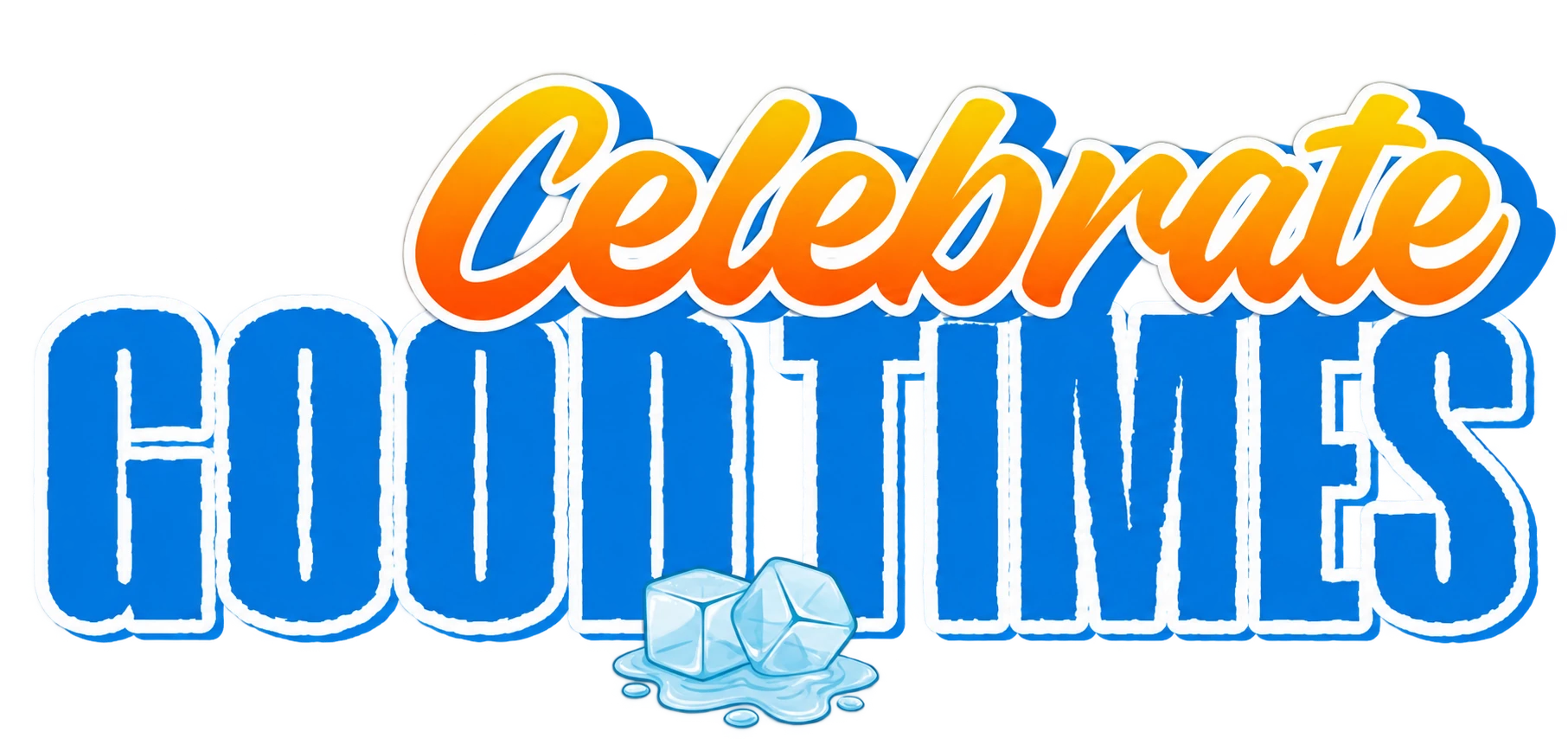 Promotional text graphic for Liquorland's Spring Time Madness specials reading 'Celebrate Good Times' with ice cubes.